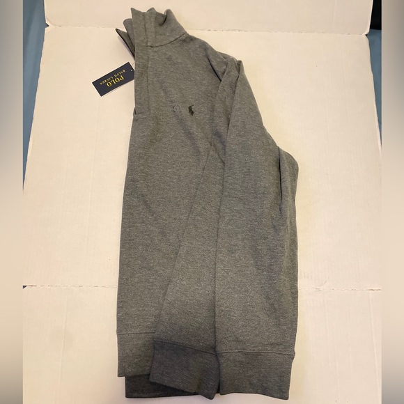 Polo Ralph Lauren half Zip Jumper Rib Pullover Sweater Sweatshirt Pullover Grey - Picture 3 of 3